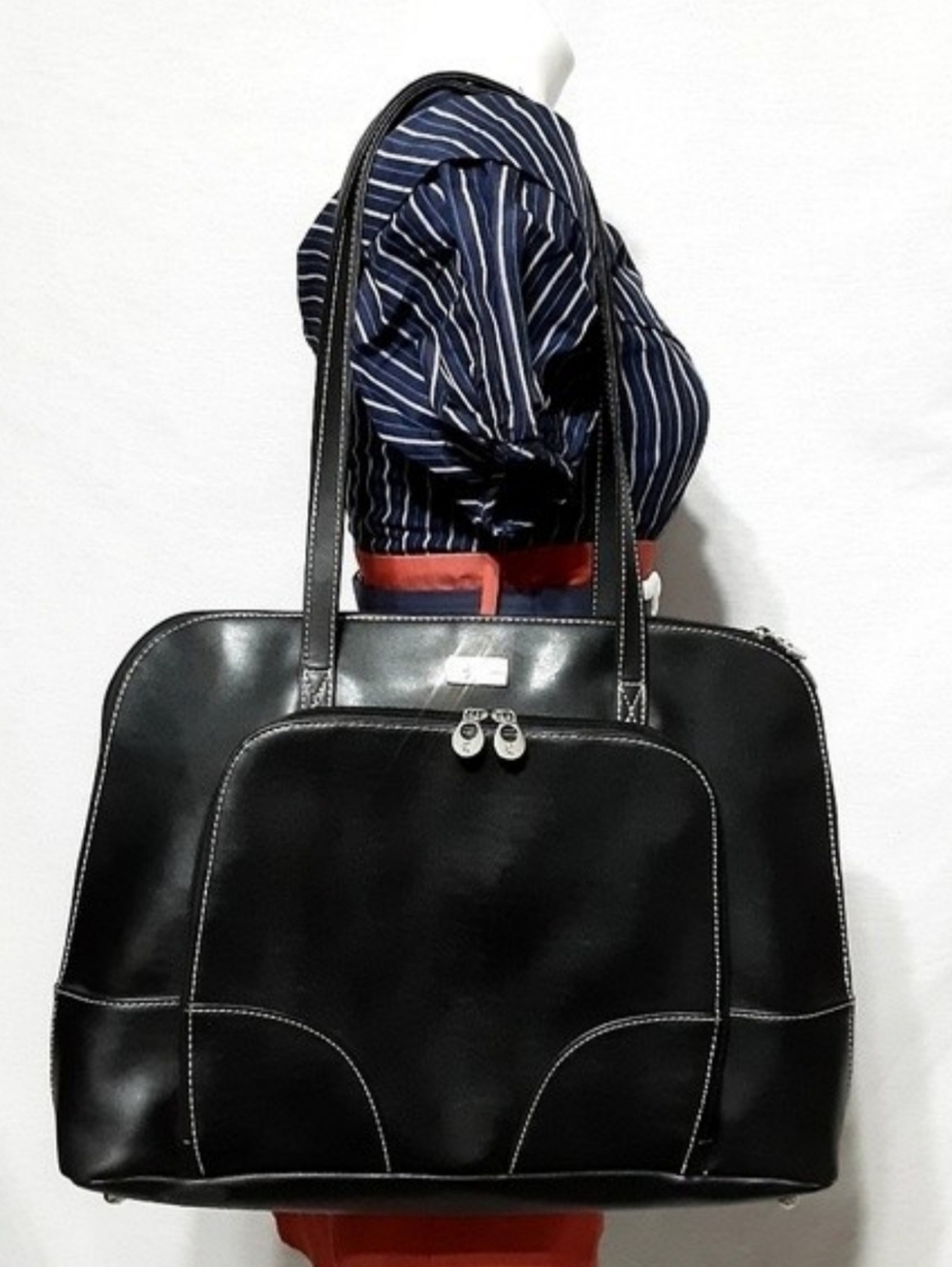 Case Logic Black Faux Leather Tote Bag Large Work Laptop Minimalist Purse